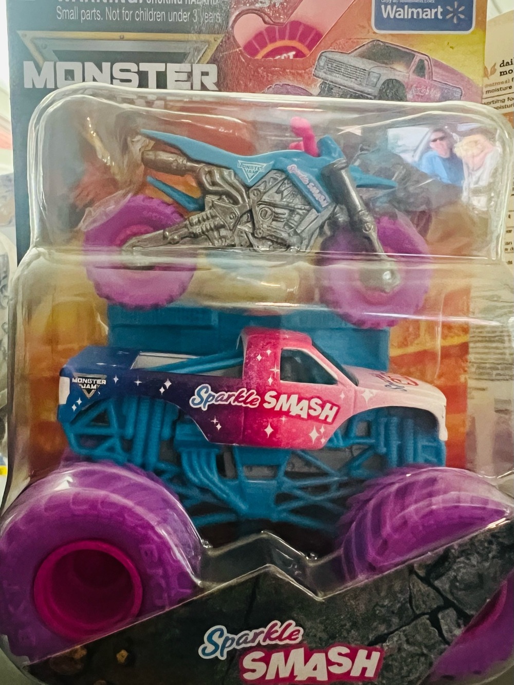 Monster Jam 2026 BRAND NEW Sparkle Smash Monster Truck & Bike Set